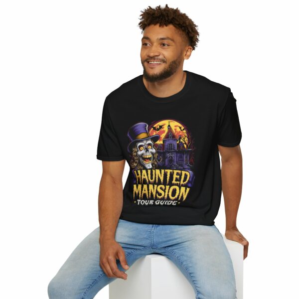 Halloween Haunted Mansion Tour Guide: Spooky Night Awaits Funny Horror Unisex Softstyle T-Shirt - Image 5