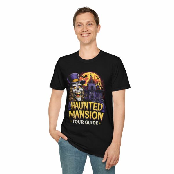 Halloween Haunted Mansion Tour Guide: Spooky Night Awaits Funny Horror Unisex Softstyle T-Shirt - Image 3