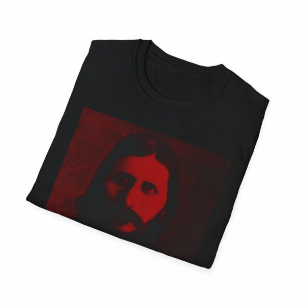 Grigori Yefimovich Rasputin Lover of the Russian Queen Dark Red Black Photo Portrait Unisex Softstyle T-Shirt - Image 2