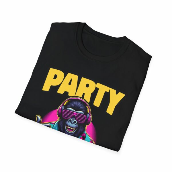 Party Animal Funny Retro 80s Hawaii Deejay Gorilla Shaka Unisex Softstyle T-Shirt - Image 2