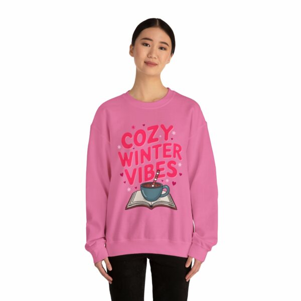 Cozy Winter Vibes with Cocoa and Books Mindful Relax Lovers Design Unisex Heavy Blend™ Crewneck Sweatshirt - Image 37