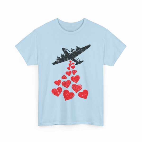 Hearts in Flight: Love Bombs Painting the Sky Unisex Heavy Cotton Tee - Image 3