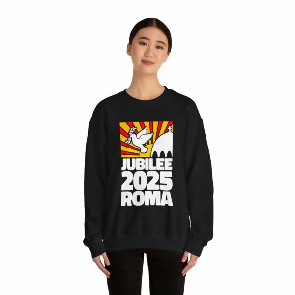 Jubilee 2025 Roma Vatican Peace Dove Red Yellow Sunrise Design Unisex Heavy Blend™ Crewneck Sweatshirt - Image 2