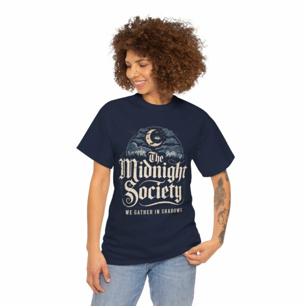 Vintage Gothic Halloween - Midnight Society Spooky Sickle Moon Elegance Design Unisex Heavy Cotton Tee - Image 5