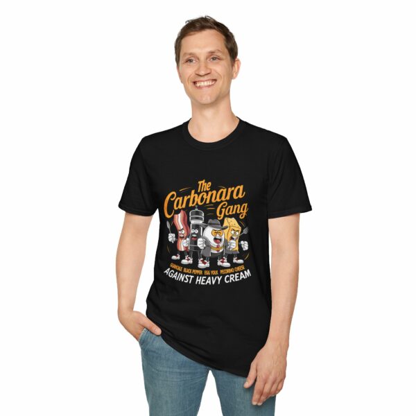 The Carbonara Gang against Heavy Cream Funny Italian Pasta Joke Unisex Softstyle T-Shirt - Image 3