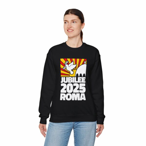 Jubilee 2025 Roma Vatican Peace Dove Red Yellow Sunrise Design Unisex Heavy Blend™ Crewneck Sweatshirt - Image 5