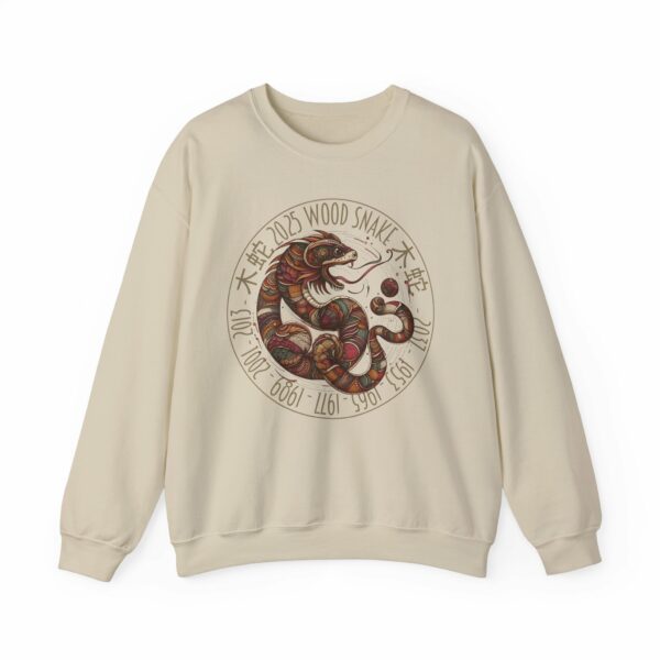 Year of The Snake 2025 Wood Snake Stylized Chinese Traditional Zodiac Astrologic Sign 蛇年 木蛇 Design Unisex Heavy Blend™ Crewneck Sweatshirt - Image 4