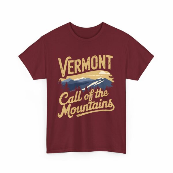 Vermont Call of the Mountains Retro Vintage Distressed Sunset Art Design Unisex Heavy Cotton Tee - Image 5