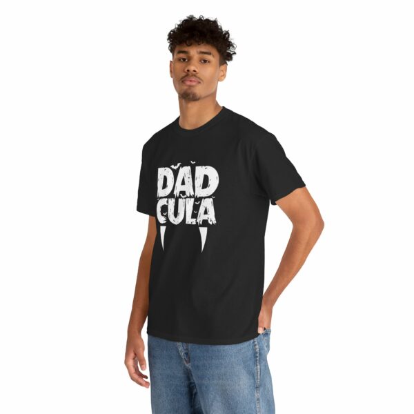 Dracula Dad Dadcula Funny Papa Halloween Horror Vampire Daddy Design Unisex Heavy Cotton Tee - Image 3