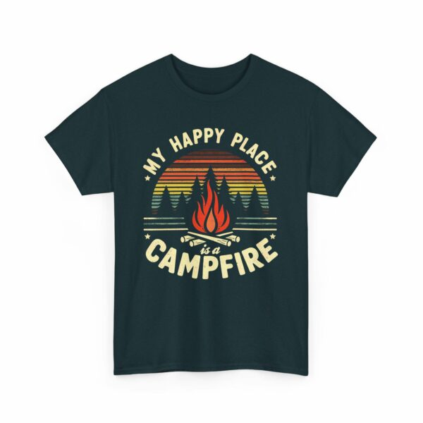 My Happy Place is a Campfire - Outdoors Hiking Camping lovers retro striped sunset vintage design Unisex Heavy Cotton Tee - Image 7