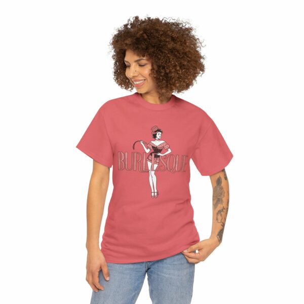 Vintage Burlesque Pin-Up Girl with Pink Top Hat Charleston Rococo Liberty Letter Art Unisex Heavy Cotton Tee - Image 2