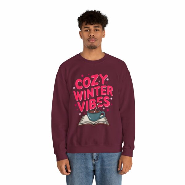 Cozy Winter Vibes with Cocoa and Books Mindful Relax Lovers Design Unisex Heavy Blend™ Crewneck Sweatshirt - Image 5