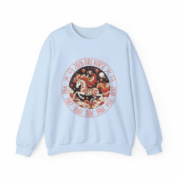 Year of The Horse 2026 Fire Horse Stylized Chinese Traditional Zodiac Astrologic Sign 马年 火马 Design Unisex Heavy Blend™ Crewneck Sweatshirt - Image 7