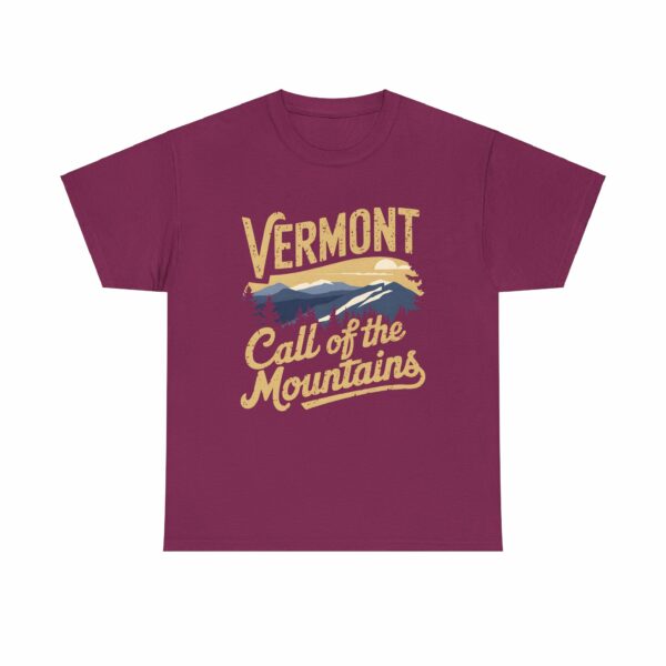 Vermont Call of the Mountains Retro Vintage Distressed Sunset Art Design Unisex Heavy Cotton Tee - Image 17