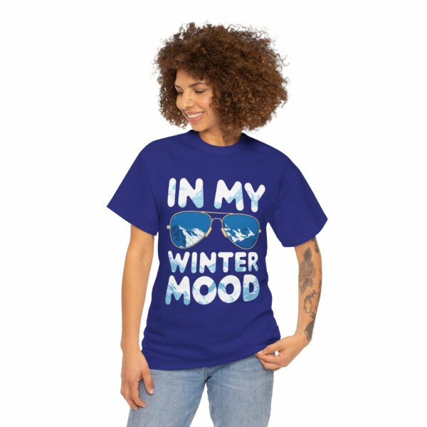 In my Winter Mood Nature Outdoor Lover Sunglasses Letter Art Mountain Adventure Design Unisex Heavy Cotton Tee - Image 2