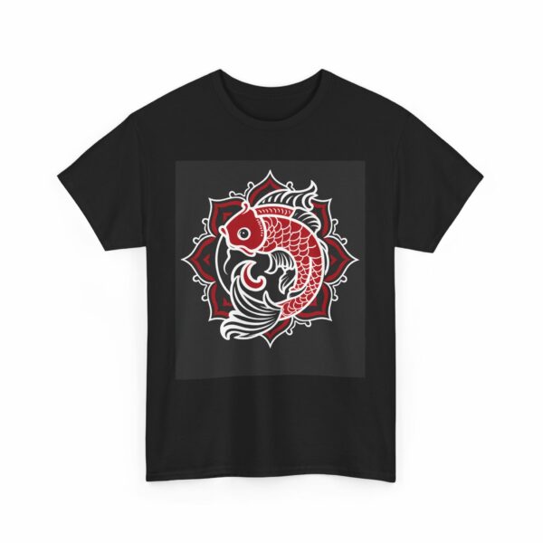 Tribal Koi Carp Fish Stylized Lotus Japan Prosperity Tradition Design Unisex Heavy Cotton Tee