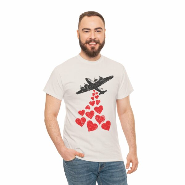 Hearts in Flight: Love Bombs Painting the Sky Unisex Heavy Cotton Tee - Image 10