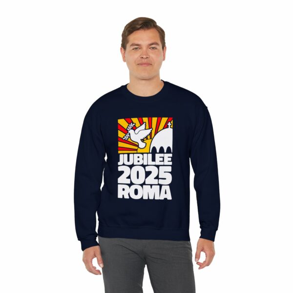 Jubilee 2025 Roma Vatican Peace Dove Red Yellow Sunrise Design Unisex Heavy Blend™ Crewneck Sweatshirt - Image 7