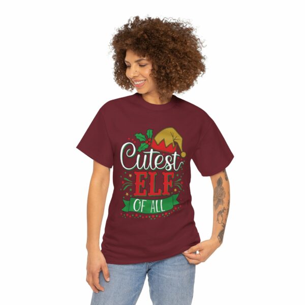 Cutest Elf of All Holiday Design Red & Green Christmas Festive Humor Unisex Heavy Cotton Tee - Image 8