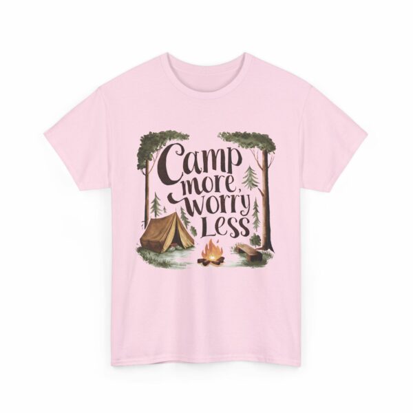 Camp More Worry Less Campfire Tent Outdoors Hiking Lover Design Unisex Heavy Cotton Tee - Image 14