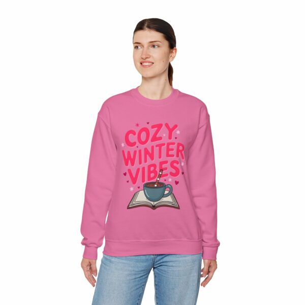 Cozy Winter Vibes with Cocoa and Books Mindful Relax Lovers Design Unisex Heavy Blend™ Crewneck Sweatshirt - Image 41