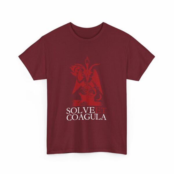 Solve et Coagula Baphomet Ancient Pagan Alchemy Transformation Motto Red White Design Unisex Heavy Cotton Tee - Image 4