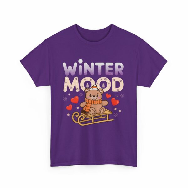 Winter Mood Cute Bear on Sled Funny Holiday Happy Season Design Unisex Heavy Cotton Tee - Image 4