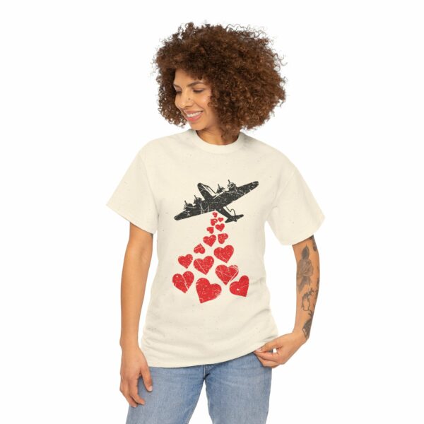 Hearts in Flight: Love Bombs Painting the Sky Unisex Heavy Cotton Tee - Image 12