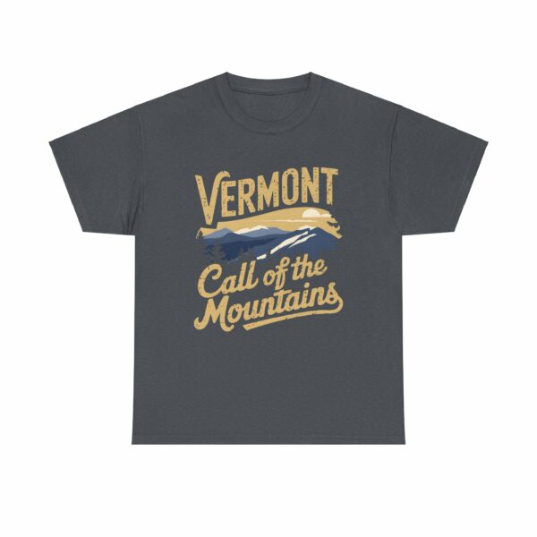 Vermont Call of the Mountains Retro Vintage Distressed Sunset Art Design Unisex Heavy Cotton Tee - Image 2