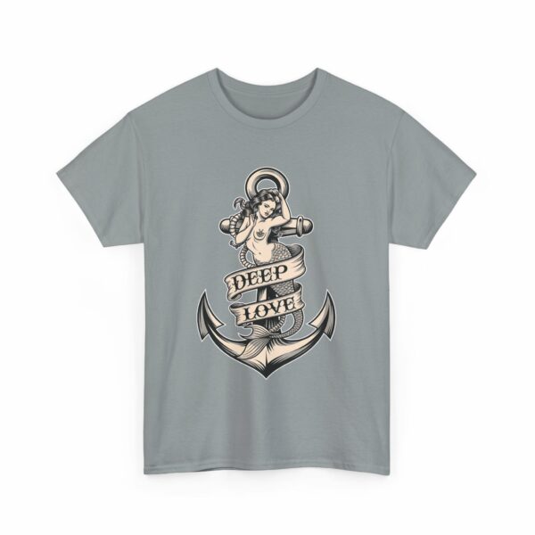 Mermaid and Anchor Deep Love Tattoo Design – Old School Marine Sailor Legends Art Unisex Heavy Cotton Tee - Image 8