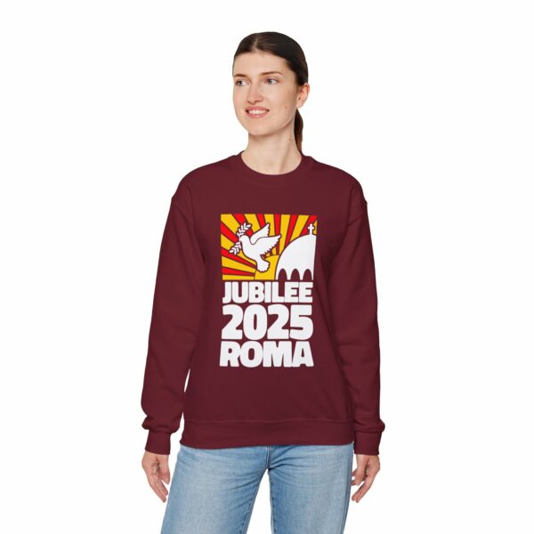 Jubilee 2025 Roma Vatican Peace Dove Red Yellow Sunrise Design Unisex Heavy Blend™ Crewneck Sweatshirt - Image 14