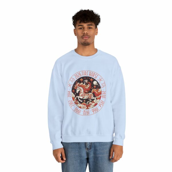 Year of The Horse 2026 Fire Horse Stylized Chinese Traditional Zodiac Astrologic Sign 马年 火马 Design Unisex Heavy Blend™ Crewneck Sweatshirt - Image 9