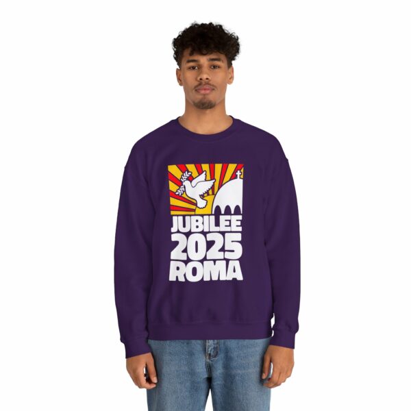 Jubilee 2025 Roma Vatican Peace Dove Red Yellow Sunrise Design Unisex Heavy Blend™ Crewneck Sweatshirt - Image 10