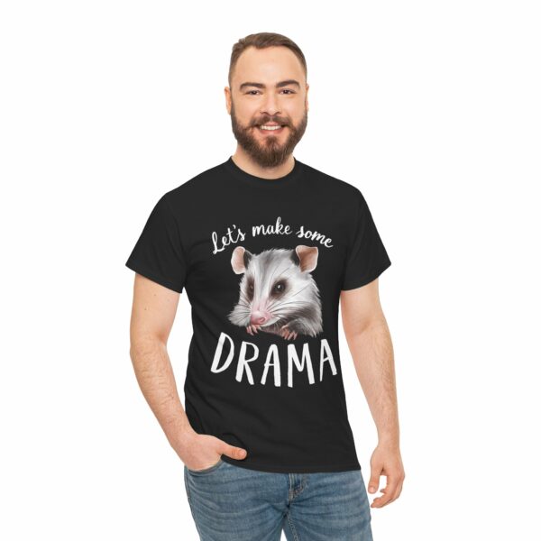 Let's make some Drama Possum Opossum Street Cat Trash Panda Funny Animal Design Unisex Heavy Cotton Tee - Image 3