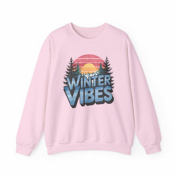 Winter Vibes Snowy Mountain Pine Trees Striped Sunset Nature Art Lovers Design Unisex Heavy Blend™ Crewneck Sweatshirt - Image 22