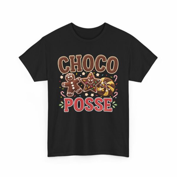 Fun and Festive 'Choco Posse' Holiday Design – Cheerful Chocolate Gingerbread, Peppermint & Star Cookies Art Unisex Heavy Cotton Tee