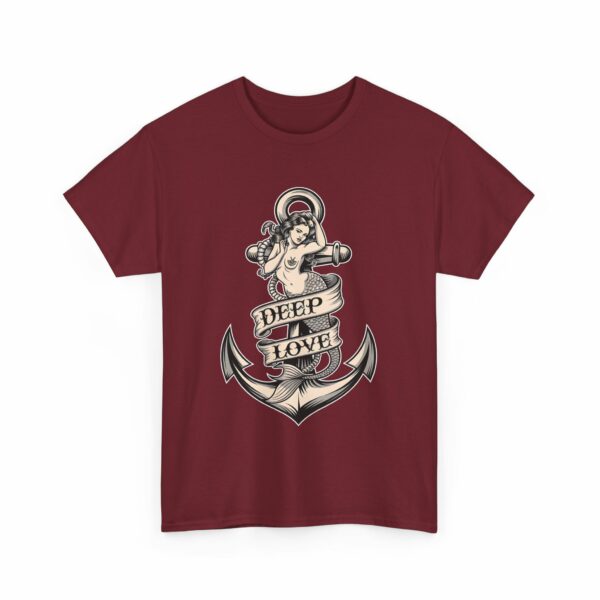 Mermaid and Anchor Deep Love Tattoo Design – Old School Marine Sailor Legends Art Unisex Heavy Cotton Tee - Image 20