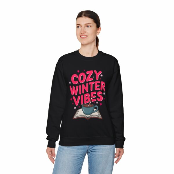 Cozy Winter Vibes with Cocoa and Books Mindful Relax Lovers Design Unisex Heavy Blend™ Crewneck Sweatshirt - Image 19