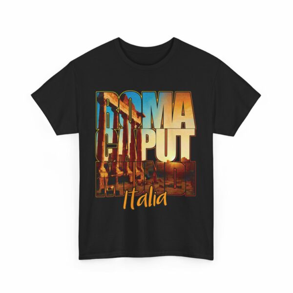 Roma Caput Mundi Forum Sunset Antique Rome Temple Columns Ruins Letter Photo Art Design Unisex Heavy Cotton Tee