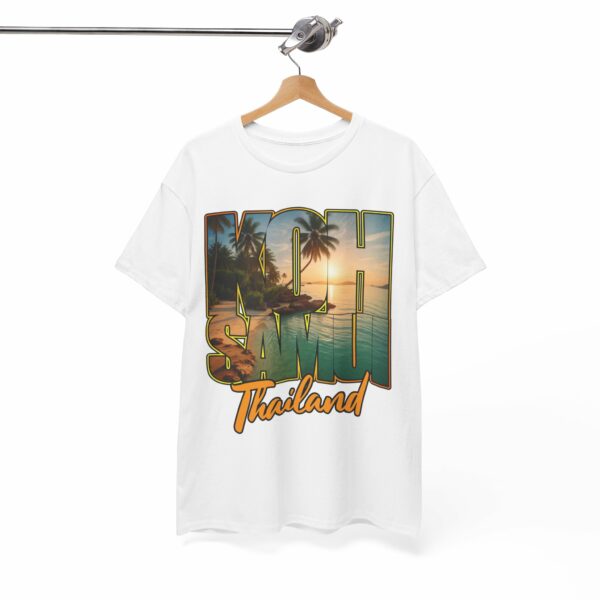 Koh Samui Thailand Summer Beach Palms Seaside Sunset Travel Vacation Design Unisex Heavy Cotton Tee - Image 4