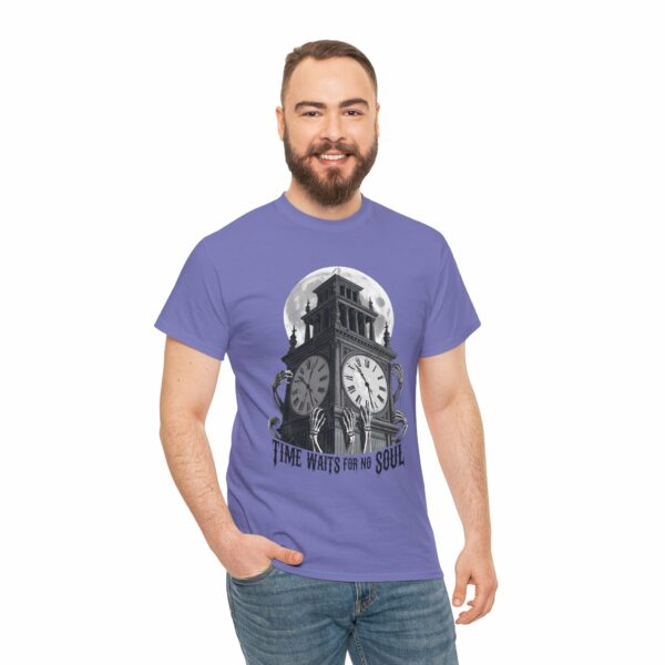 Time waits for no soul - Gothic Horror Clock Tower Design - Dark Fantasy Fashion Unisex Heavy Cotton Tee - Image 12