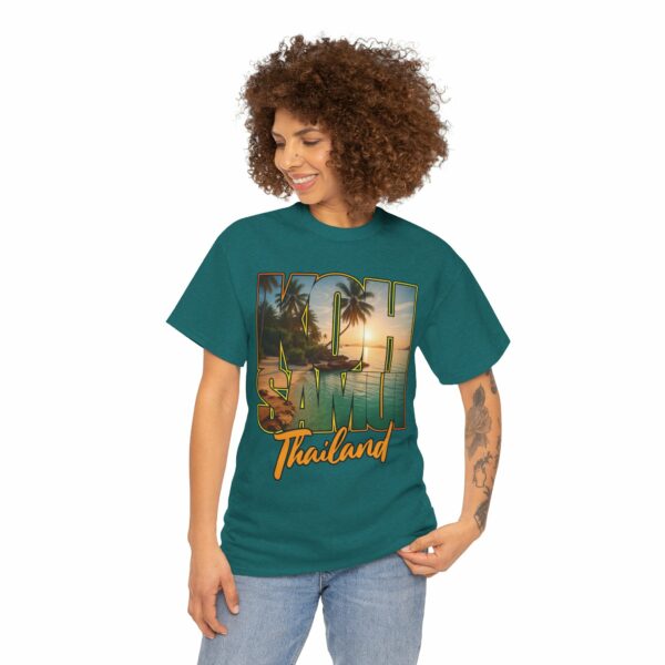 Koh Samui Thailand Summer Beach Palms Seaside Sunset Travel Vacation Design Unisex Heavy Cotton Tee - Image 11