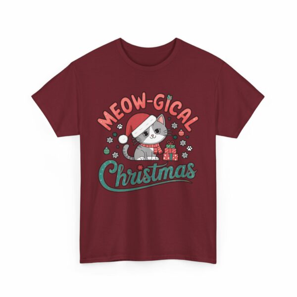 Cat Lovers Meow Magical Christmas Winter Holiday Mens Womens Happy Animal Unisex Heavy Cotton Tee - Image 4