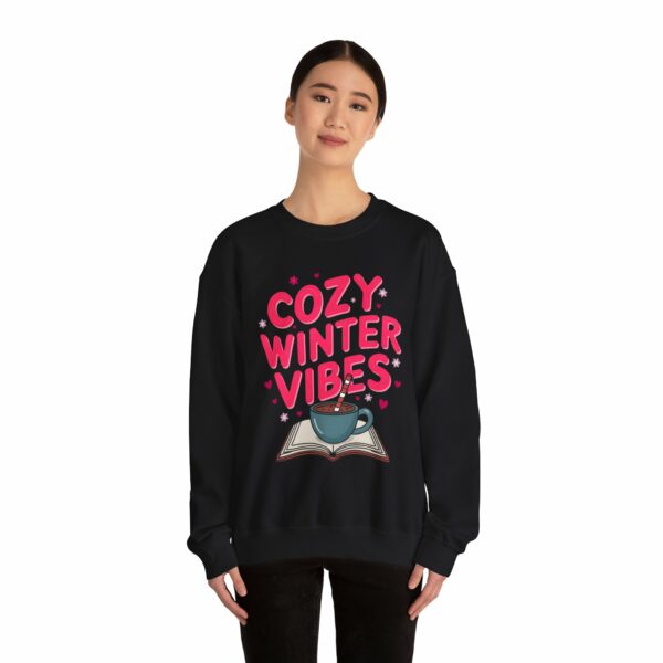 Cozy Winter Vibes with Cocoa and Books Mindful Relax Lovers Design Unisex Heavy Blend™ Crewneck Sweatshirt - Image 15