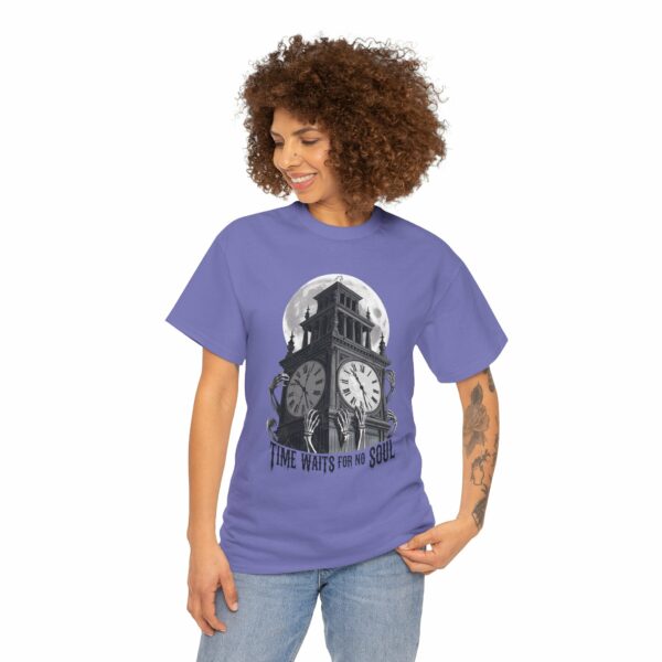 Time waits for no soul - Gothic Horror Clock Tower Design - Dark Fantasy Fashion Unisex Heavy Cotton Tee - Image 11