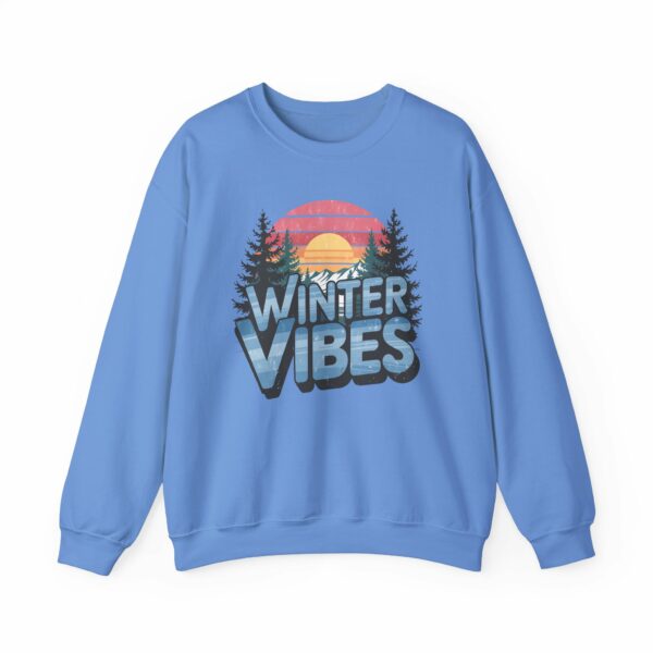 Winter Vibes Snowy Mountain Pine Trees Striped Sunset Nature Art Lovers Design Unisex Heavy Blend™ Crewneck Sweatshirt - Image 16