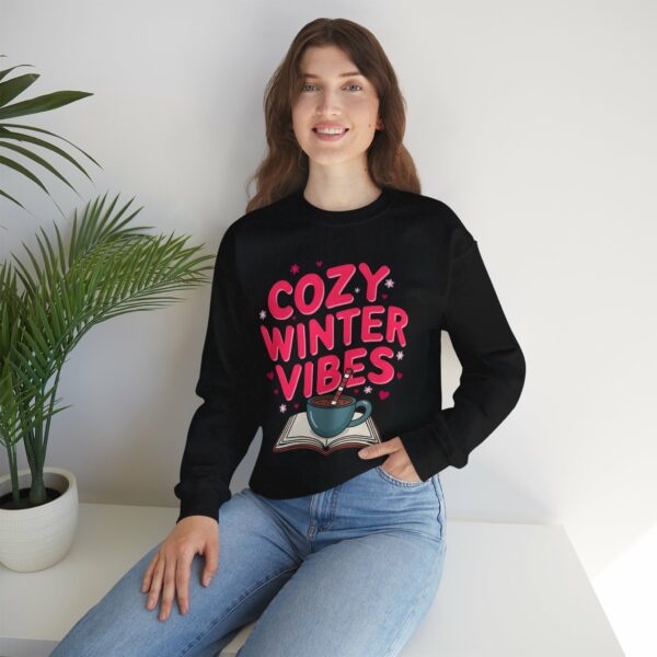 Cozy Winter Vibes with Cocoa and Books Mindful Relax Lovers Design Unisex Heavy Blend™ Crewneck Sweatshirt - Image 22