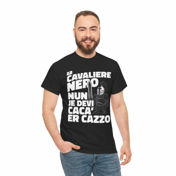 Ar Cavaliere Nero nun je devi caca' er cazzo funny letter art crusader design Unisex Heavy Cotton Tee - Image 3