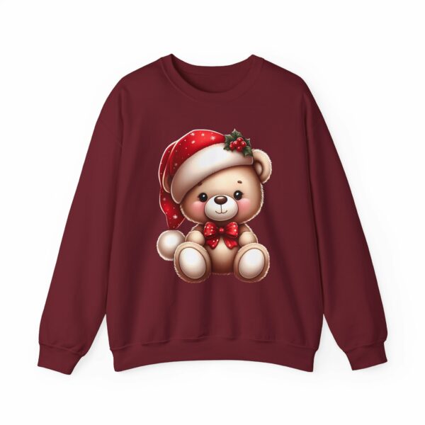 Merry Christmas Cute Teddy Bear in Santa Hat and Papillon Bow Tie Happy Animal Design Unisex Heavy Blend™ Crewneck Sweatshirt