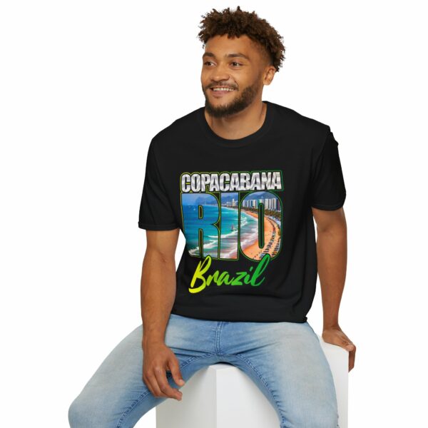 Praia Copacabana Beach Rio de Janeiro Brazil Summer Sea Travel Unisex Softstyle T-Shirt - Image 6